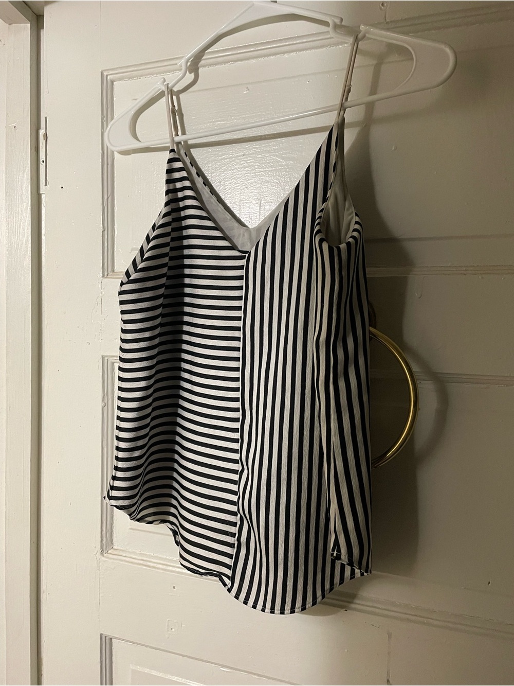 Express Black & White Striped V-Neck Cami